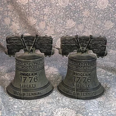 Vintage 1976 Virginia Metalcrafters Verdi Gris Liberty Bell Bookends  • $59.75