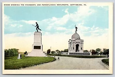 Civil War~Minnesota & Pennsylvania Monuments Gettysburg PA~Vintage Postcard • $3.49