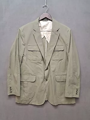 LL Bean Mens Khaki Beige Blazer Sport Coat Hunting Jacket Safari Size 46R - XL • $49.99