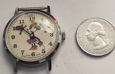 Vintage Swiss Bradley Minnie Mouse Watch Head Mechanical Windup For Service  • $79.99