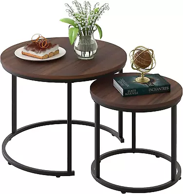 Aboxoo Coffee Table Nesting Side Set Of 2 End Table Top Sturdy Metal Frame Desk • $92.74