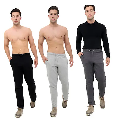 Mens Fleece Open Hem Jogging Bottoms Casual Track Pants Joggers Trousers S-2XL • £10.98