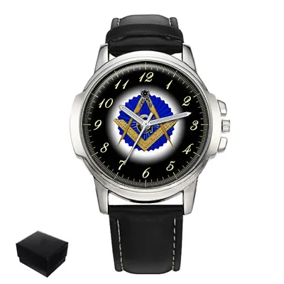 Square Compasses Masonic Mason Gents Mens Wrist Watch Anniversary Gift Engraving • £29.99