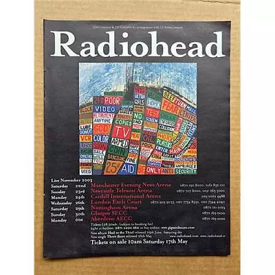 RADIOHEAD NOVEMBER 2003 TOUR POSTER SIZED Original Music Press Advert From 2003  • £12