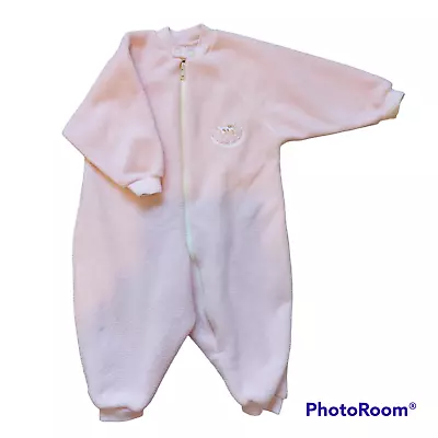 £0.99 • Buy Baby Girls Pink Vintage Fleece Sleepsuit 12-18 Months St. Michael 80s