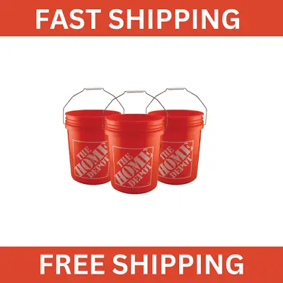 5 GALLON All Purpose Plastic Buckets Homer Pails Paint Utility Job Pack Of 3 • $14.25