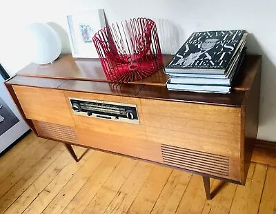 Radiogram Stereogram Sideboard Cabinet Mid Century TV Unit Danish Teak Retro MCM • £275