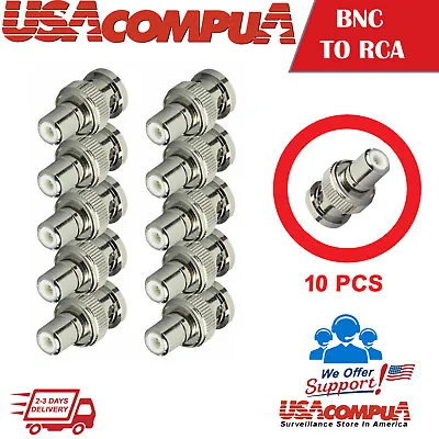  10Pcs BNC Male To RCA Female Coax Coaxial Connector Adapter For CCTV Camera • $6.95