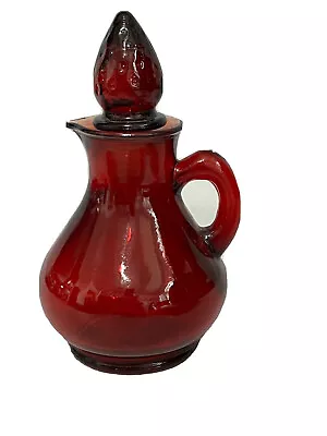 Vintage Avon Cape Cod Ruby Red Strawberry Glass Cruet With Stopper 5 1/2” T • $15