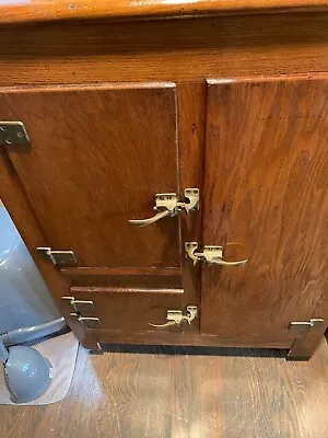 Antique Brown Oak Refurbished  Icebox . Good Condition. 43tall X 32wide X18 Deep • $202