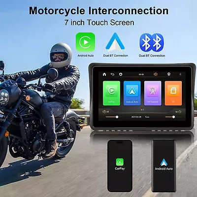 7  IPS Touch Screen Motorcycle Navigator Dual Bluetooth Wireless CarPlay GPS FM • $138.91