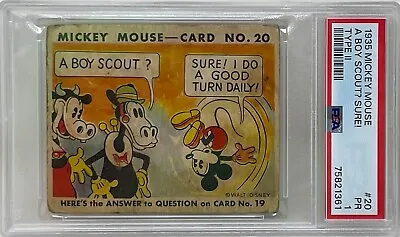 1935 MICKEY MOUSE Gum CARD Type II A Boy Scout? Sure! #20 WALT DISNEY PSA PR 1 • $129.99