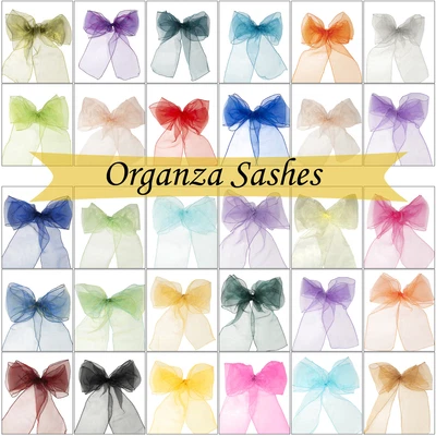 £1.89 • Buy 1-100pcs Organza Sashes Chair Cover Bow Sash WIDER FULLER BOWS Wedding Party UK