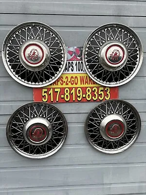 1950s Lyons Full Spoke Black/Red 15” Hubcaps Set 4 Rare Very Retro Wheelcovers • $399