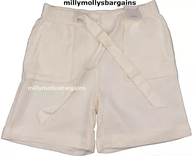 M&S Womens Marks And Spencer Cream Linen Shorts Size 8 • £13.99