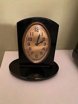 Antique ART DECO LUX CLOCK MFG. CO. Waterbury Conn. Solid ONYX Case And Display • $166.92