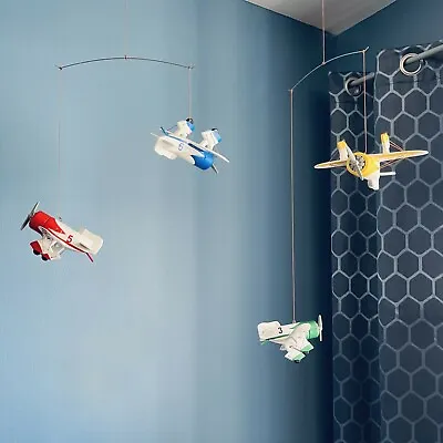 Handmade Wooden Flying Airplane Nursery Mobile • $83.95