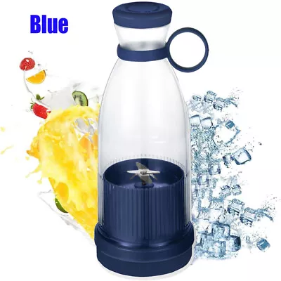 USB Rechargeable Fresh Juice Mini Jug Blender Mixer Portable Shaker Bottle Blue • £10.99