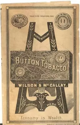 1881 Bi-Fold Victorian Trade Card  BUTTON PLUG TOBACCO  Middletown Ohio • $69.99