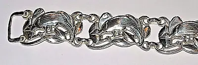 Rare McClelland Peacock Bird Mint 7  Long Sterling Silver Link Bracelet Barclay • $619.99