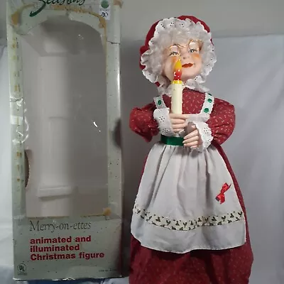 Vintage Merry On Ettes Mrs Santa Claus Animated Illuminated Xmas 24  Figure • $52.95