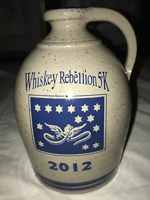 2012 WHISKEY REBELLION 5K Blue SALT GLAZE 6¾  JUG VASE Artist Sign CANONSBURG PA • $50