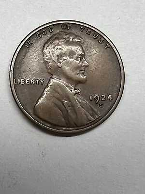 1924-S Lincoln Cent ** XF+ ** CHOICE BROWN ** Sharp Wheat Ears Add It To Book • $0.99