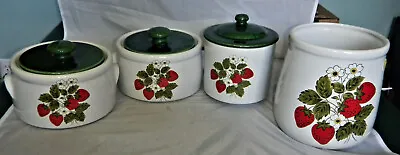 McCOY POTTERY – STRAWBERRY COUNTRY FIELDS – SET OF 4 CONTAINERS • $62