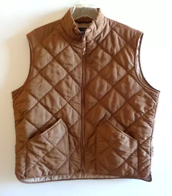 Mens J Crew Authentic Outerwear XL Brown Quilted Walker Vest • $14.99