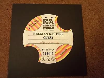 £1.50 • Buy Rare Williams Grand Prix Guest Pass Ticket 1988 On Card