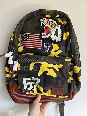 NEW Polo Ralph Lauren Men's Tiger-Patch Yellow Camo Canvas Backpack One Size • $110