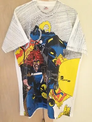 Marvel 1996 Mega Print Vintage Shirt GHOST RIDER SPIRITS OF VENGEANCE Rare NWOT • $9500