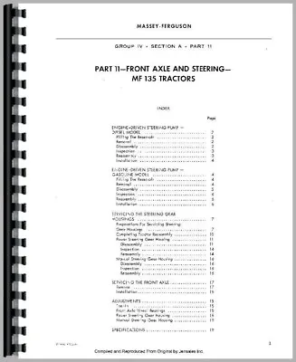 Massey Ferguson 150 135 Tractor Service Repair Manual • $76.99