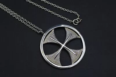 OLA GORIE .925 STERLING SILVER Vintage Celtic Cross Pendant Necklace 13.00g -B35 • £19