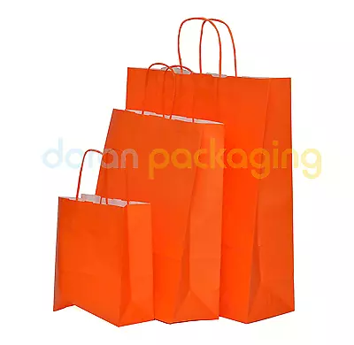 £0.99 • Buy Orange Paper Bags Twist Handle Party And Gift Carrier / Paper Bags With Handles
