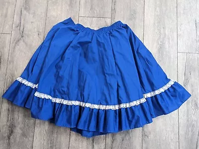 $19.99 • Buy Vintage Square Dance Skirt Malco Modes Size LARGE Blue With Ruffle And Lace