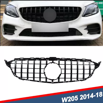 Gloss Black GTR Style Front Grille For Mercedes W205 C300 C450 C43 AMG 2014-2018 • $81.99