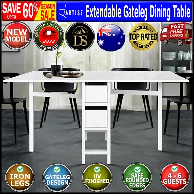 $205.28 • Buy Artiss Gateleg Dining Table Study Craft Sewing Computer Desk Extendable White