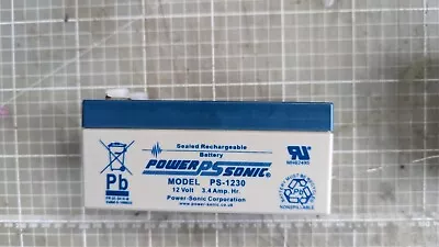 PS-1230 Power-Sonic 12 Volt 3.4Ah Rechargeable Lead Acid 12 V PS1230 Battery • £11.50