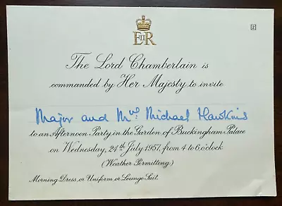 Antique Royal Invitation Garden Party Hosted Queen Elizabeth Buckingham Palace • £19.99