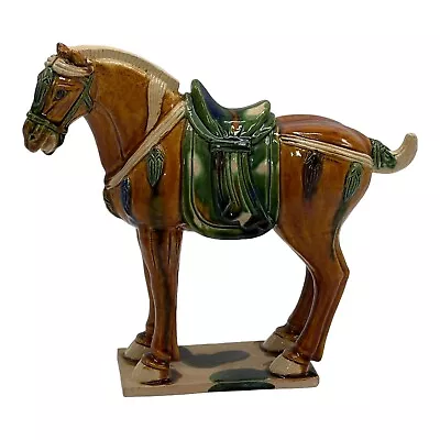 £58.01 • Buy Chinese Tang Tri Color Glazed Ceramic Brown War Horse Porcelain Statue 8 Inch