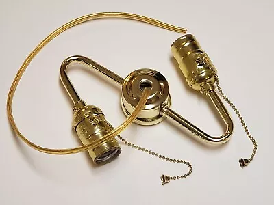 $42 • Buy 2-Light Lamp Cluster Body With Pull Chain Sockets Wired 1/4F Bottom New 10408PJB