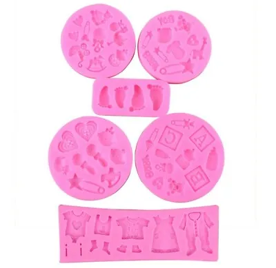 Silicone Baby Shower Fondant Mould Cake Party Shoes Icing Decorating  Mold Hand • £2.99