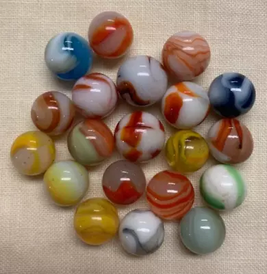 Lot Of 20 Misc. Vintage Akro? Peltier? Marbles Swirls (#9) • $17.95