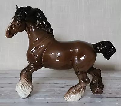 Beswick Vintage Cantering Shire Horse Brown (Bay) Gloss Model No. 975 • £29.99