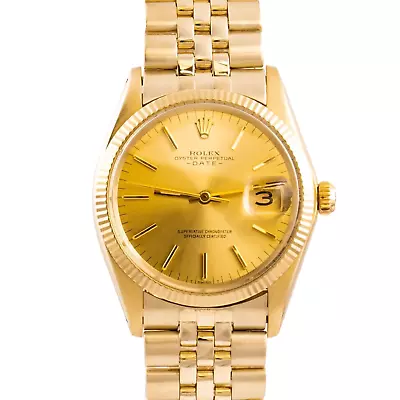 Vintage Rolex Date 1503 14K Yellow Gold Champagne Dial 34mm Watch • $9583.69