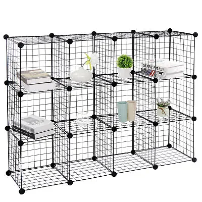 12 Cube Storage Shelf Wire Metal Grid DIY Modular Cabinet Bookcase Bookshelf  • $38.58