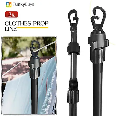 2.4m Telescopic Support Extendable 2x Clothes Washing Line Prop Pole Heavy Duty • £12.36