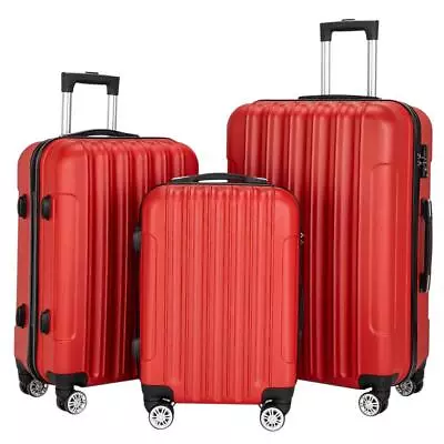 Trolley Case 3-Piece Hardside Lightweight Spinner Luggage Bag Set W/ TSA Lock • $85.99