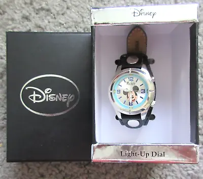 Nib New Disney Mickey Mouse Face Dial Kids Watch Light Up Face Analog Black • $19.95